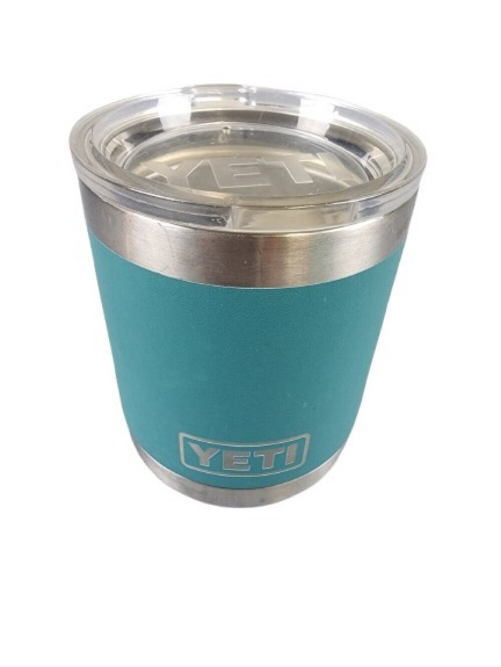 Yeti Rambler 10oz Lowball Teal Silver Drinkware No Sweat Stainless Lid